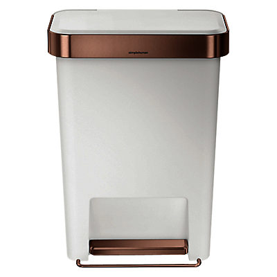 simplehuman Liner Pocket Pedal Bin, White / Gold, 45L